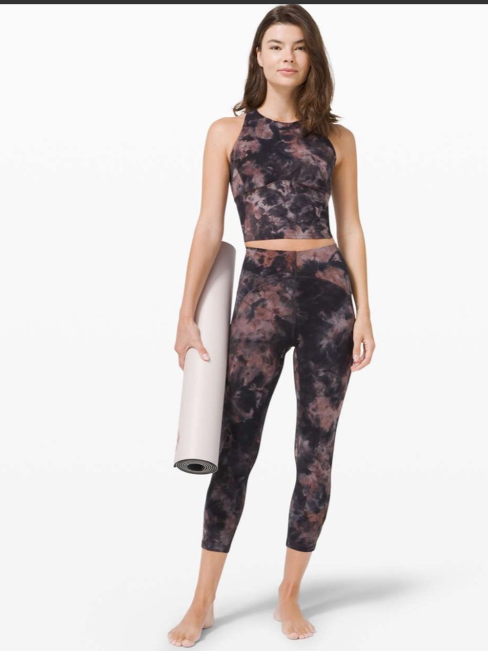 lululemon athletica Diamond Dye Graphite Grey Pink Pastel High-Rise Crop 23"